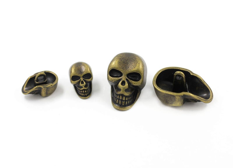 Bezelry Skull Antique Brass Metal Shank Buttons. Blazer Button Set. 3 Pcs of 25mm, 8 Pcs of 16mm - Image 3